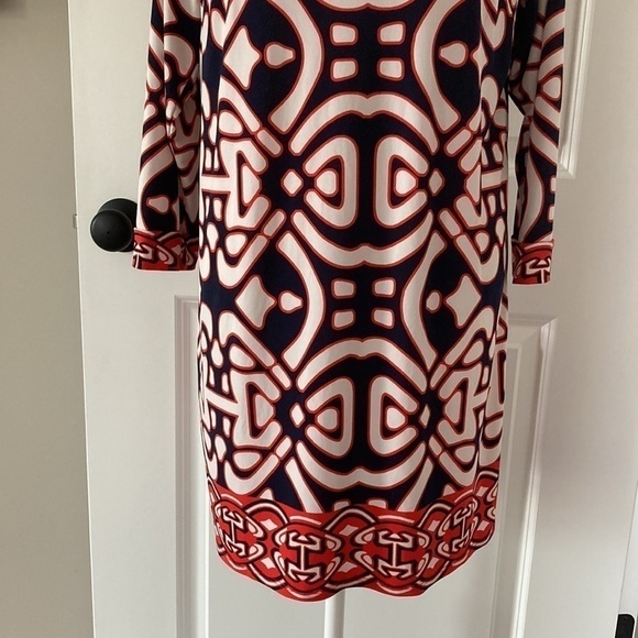 Laundry by Design 10 dress blue white red 3/4 sleeves - Picture 4 of 14